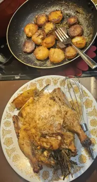Roast chicken and potatoes
